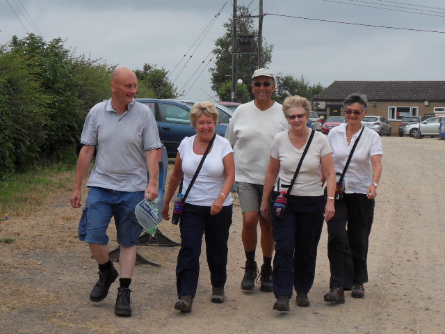 Happy walkers setting out
